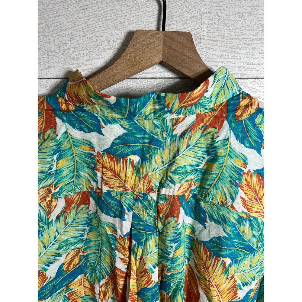 Eddie Bauer NEW 4XB Tropical Print Camp Shirt Bright Jade Palm Leaf $50 MSRP - Picture 10 of 10